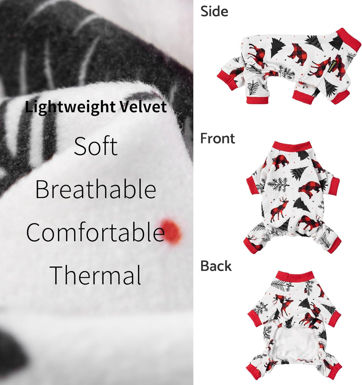 Fitwarm Reindeer Dog Christmas Pajamas, Winter Doggy Clothes for Small Dogs Boy Girl, Fleece Dog