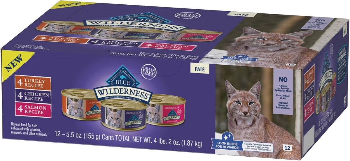 Blue Buffalo Wilderness High Protein, Natural Adult Pate Wet Cat Food Variety Pack, Chicken