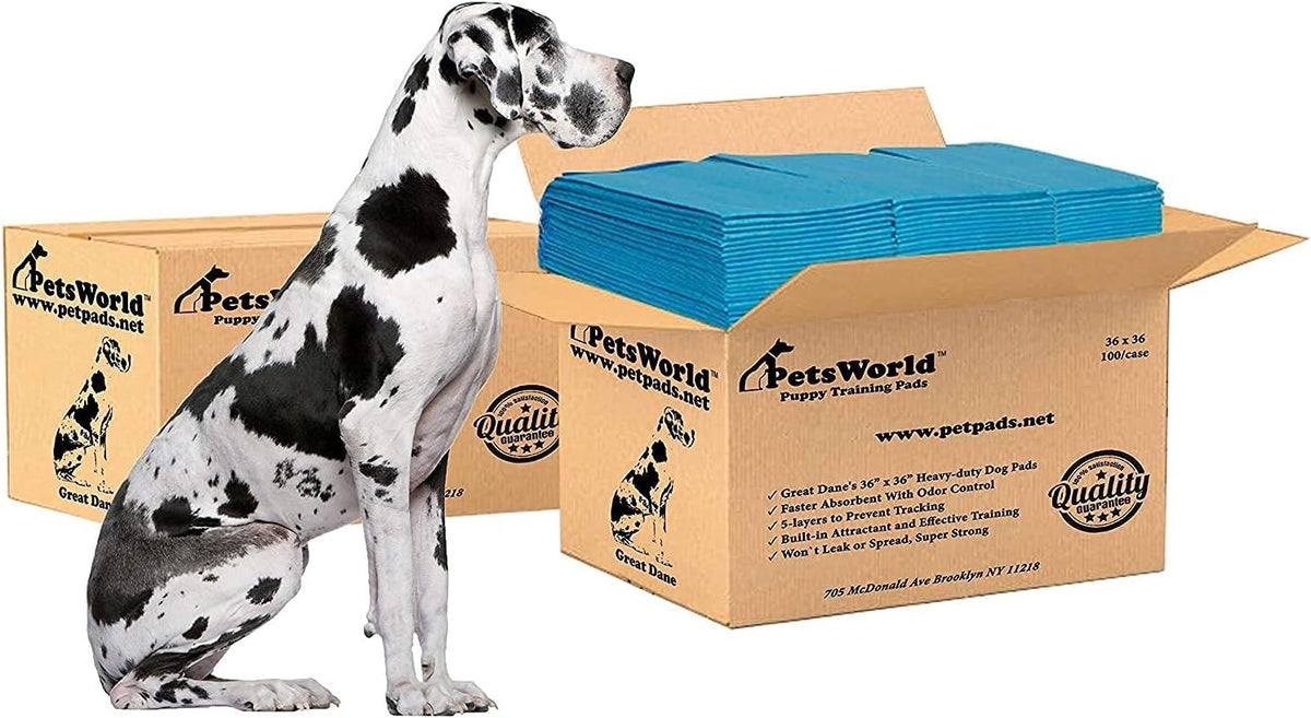 PETSWORLD Giant Dog Potty Pads, Odor-Eliminating, 36" x 36", Ultra Absorbent 5-Layer Leak-Proof