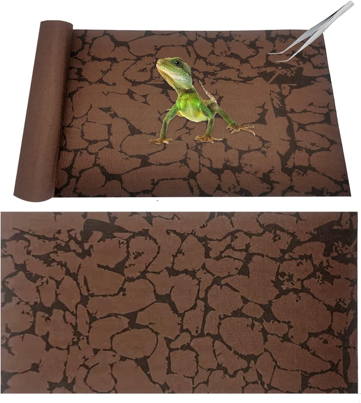 Tfwadmx Reptile Carpet Sand Mat for Bearded Dragon Terrarium Substrate Liner Brown Reversible