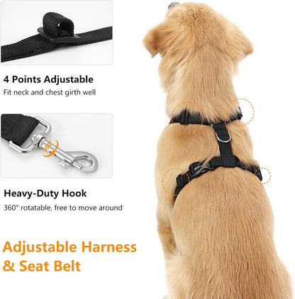Dog Seat Belt, Safety Vest Dog Car Harness with Adjustable Buckle Dog Seat Belt for Vehicle Nylon