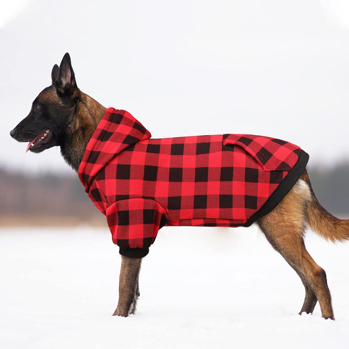 Dog Hoodie Sweater Red Buffalo Plaid Pet Clothes Warm and Soft Breathable Cozy Pet Hoodies for
