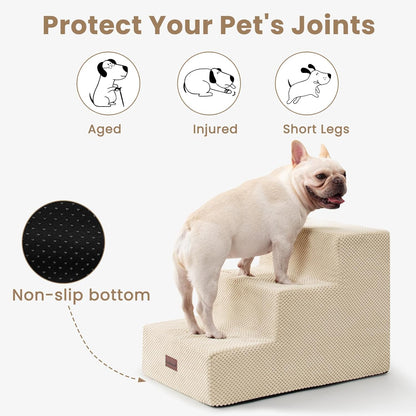 Dog Stairs for Small Dogs & Cats, 3-Step Extra Wide Non-Slip Pet Steps for Couch Sofa and Chair