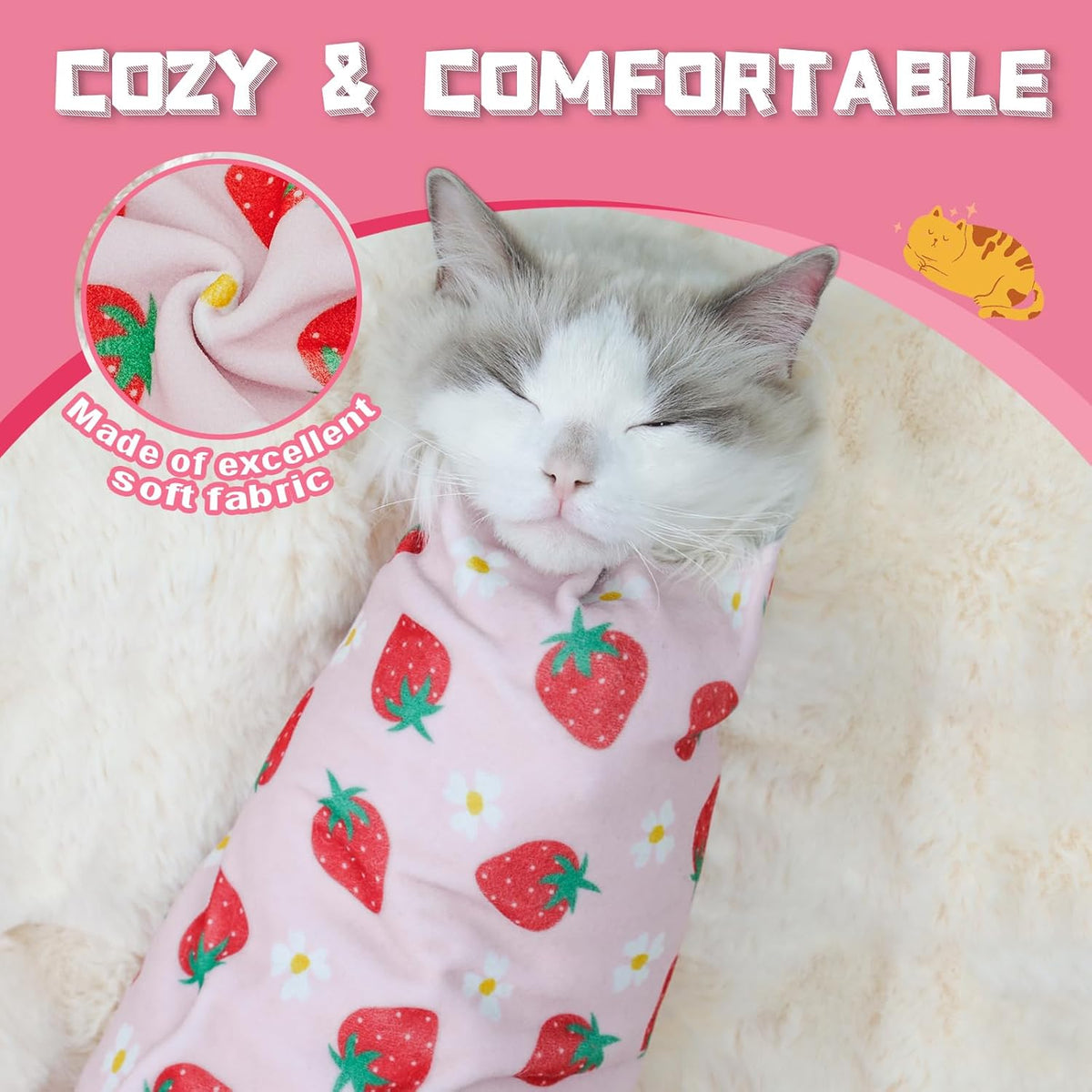 Supet Cat Wrap for Cutting Nails, 2025 Self-Adherent Cat Grooming Wrap, Anti-Escape Calming Cat
