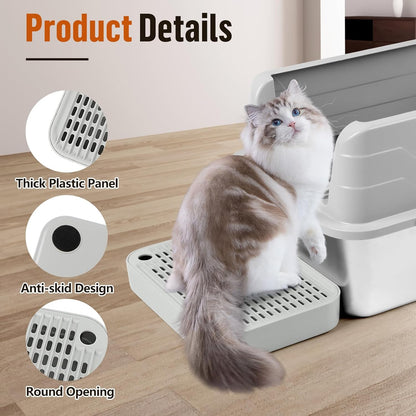 Cat Litter Box Ramp Mat with Filter Function, Cat Step Pedal Stool for Self-Cleaning Litter Box