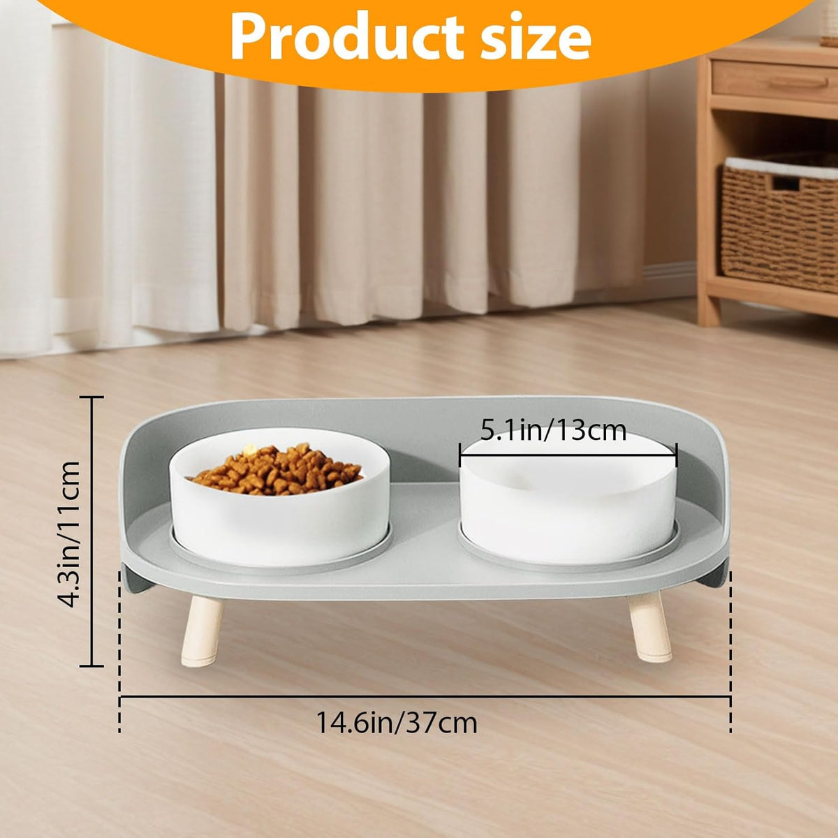 Elevated Dog Bowls Set, Ceramic Pet Food & Water Bowls with Non-Slip Stand, No Spill Design for