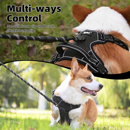 PUPTECK No Pull Dog Harness for Large, Adjustable Reflective Dog Harness with Handle Easy Control