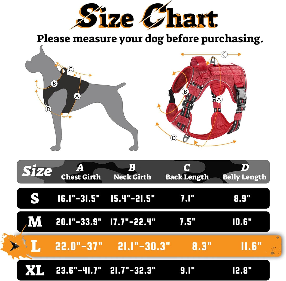 rabbitgoo Dog Harness for Large Dogs No Pull, Tactical Service Pet Vest with Molle and Control