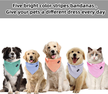 Dog Bandanas XLarge-5PCS DIY Bandanas Green Orange Pink Blue Gray Dog Scarfs Breed Bib Handkerchief
