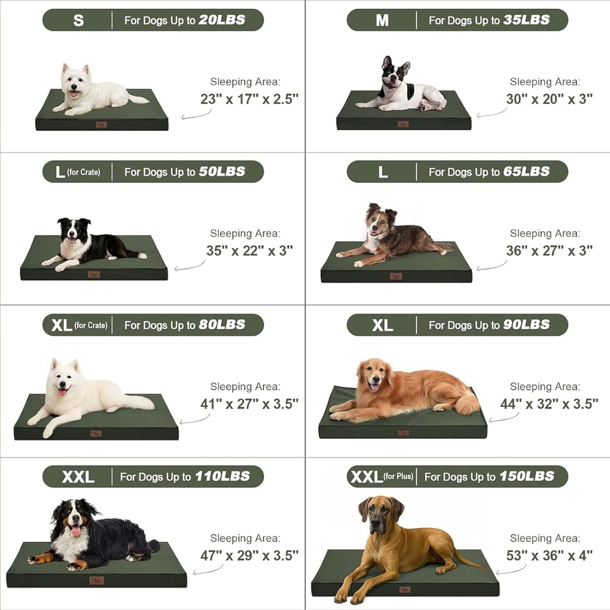Outdoor All Weather Dog Bed, XXL Waterproof Dog Bed for Large Dogs, Orthopedic Egg Foam Pet Bed Mat