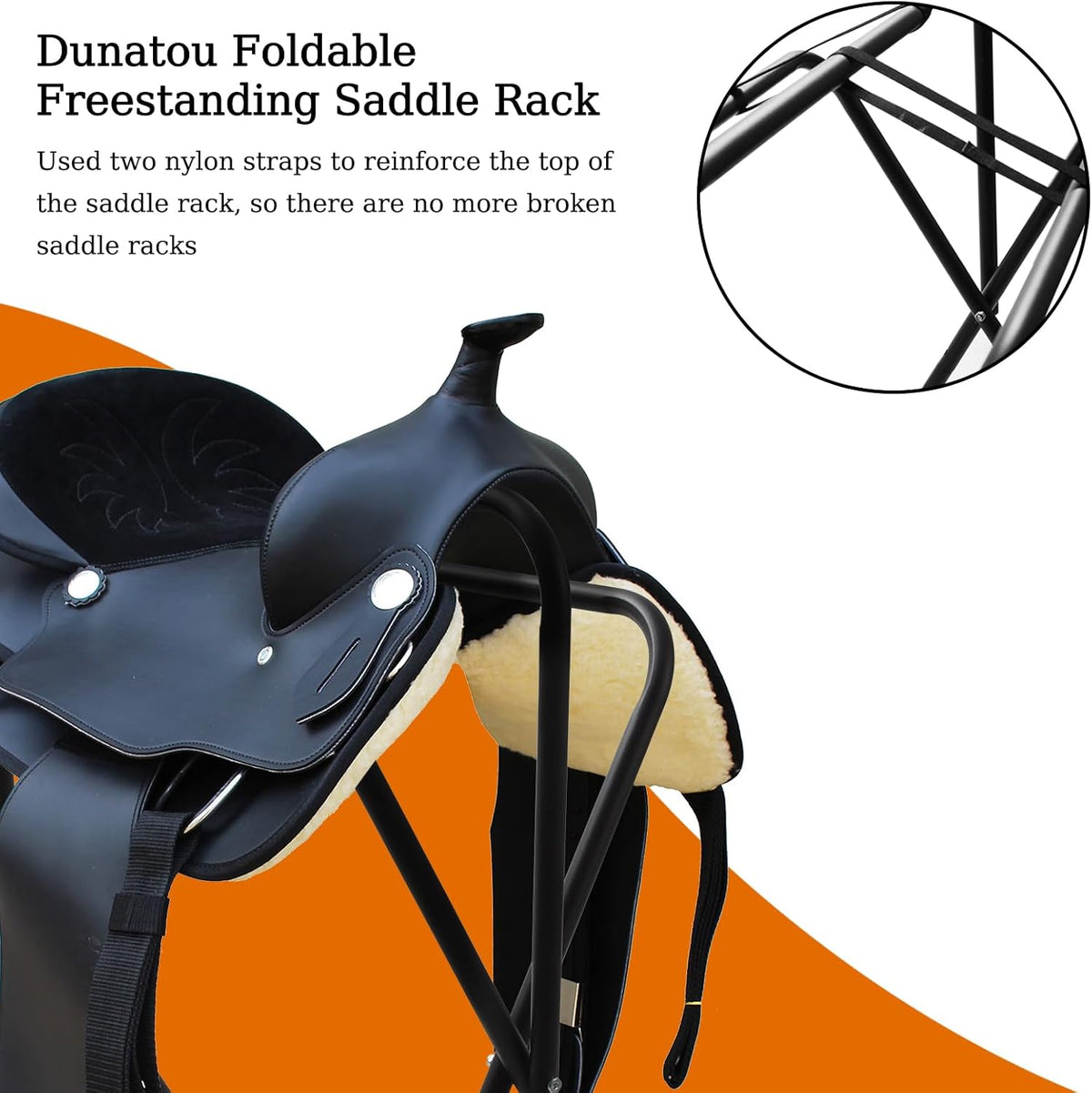 Dunatou Saddle Rack Freestanding Saddle Stand Foldable Horse Saddle Storage Rack Full Size Saddle