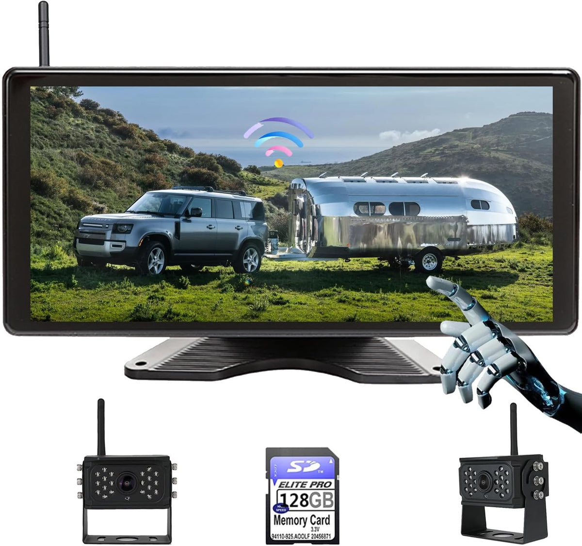 Wireless Touchable Screen 128GB Large Audio 1080P 2 Split Image 11 Inch Monitor Backup Camera