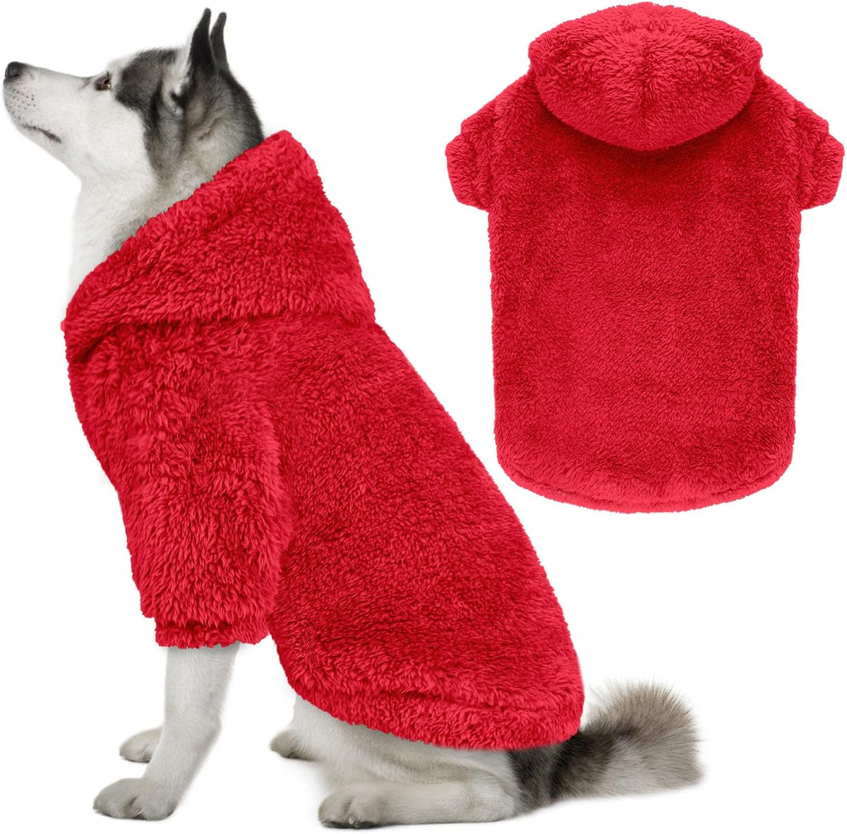 Fuzzy Dog Sweaters for Large Dogs Soft Double-Sided Plush Fleece Pet Sweater Clothes Pet Coats Dog
