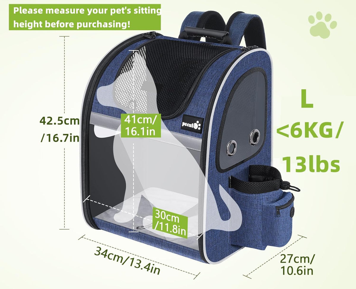 Pecute Pet Carrier Backpack, Cat Backpack Carrier, Expandable with Breathable Mesh for Small Dogs