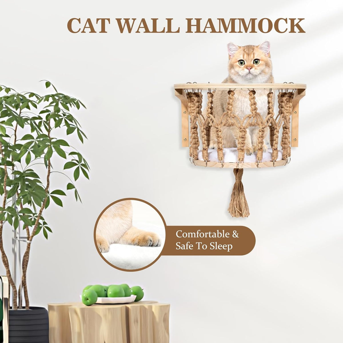 Cat Wall Shelves and Perches, Wall Mounted Cat Furniture with Hammock, Bridge, Tree, Steps and