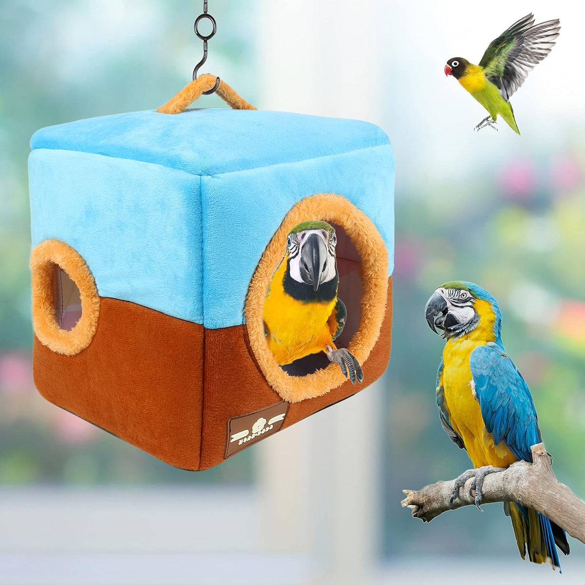Large Size Parrot Nest House - Winter Warm Bird Snuggle Hut Hanging Birds House Cage Hideaway Cave