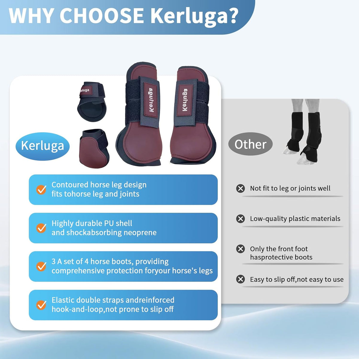 Horse Tendon Boots Set of 4 Open Front & Fetlock Boot for Horses Professional Sport Protection