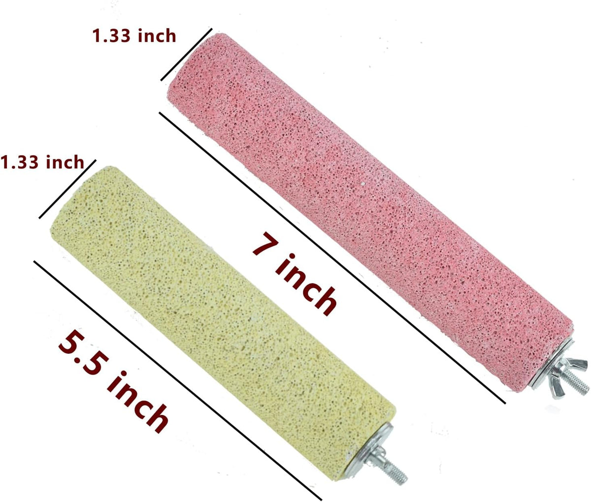 2 Pack Bird Perch Cage Stands Parrot Small Animals Beak Grinding Stone Foot Claws Trimmer Stick