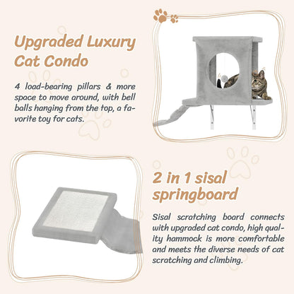 NUNU LAB Cat Wall Shelves Set, 7 Pcs Wall-Mounted Cat Climber with Cat House, Tunnel, Bridge