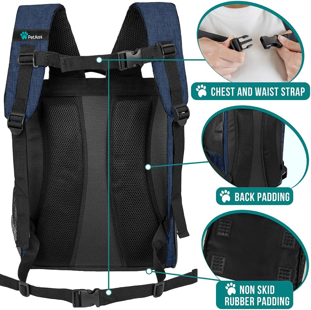PetAmi Dog Backpack Carrier for Small Large Cat, Pet, Puppy, Ventilated Pet Hiking Backpack Travel