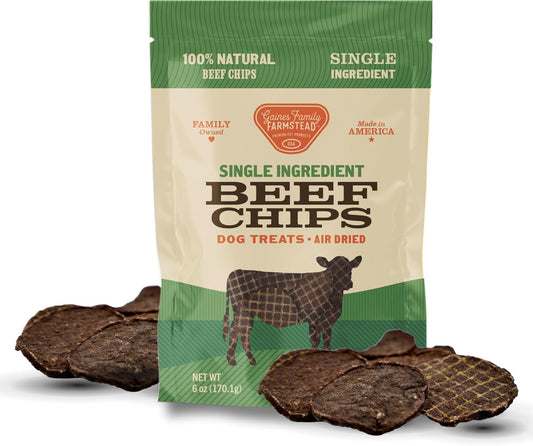 Gaines Family Farmstead Beef Chips for Dogs – 6 oz, Natural Single-Ingredient Dog Treats