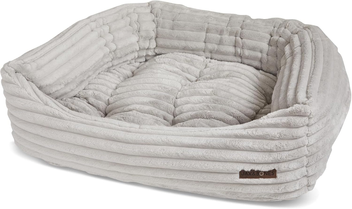 Jax & Bones Dog Napper - Luna Grey Machine Washable Bed for Dogs - Extra Heavy Duty Bolstered Sides