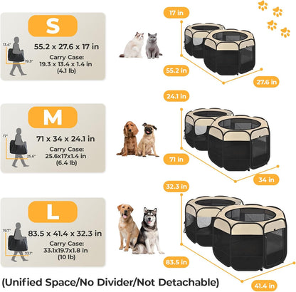 EighteenTek 2-in-1 Pop Up Cat Playpen XLarge, Dog Puppy Pet Playpen, Indoor Outdoor Cats Enclosed