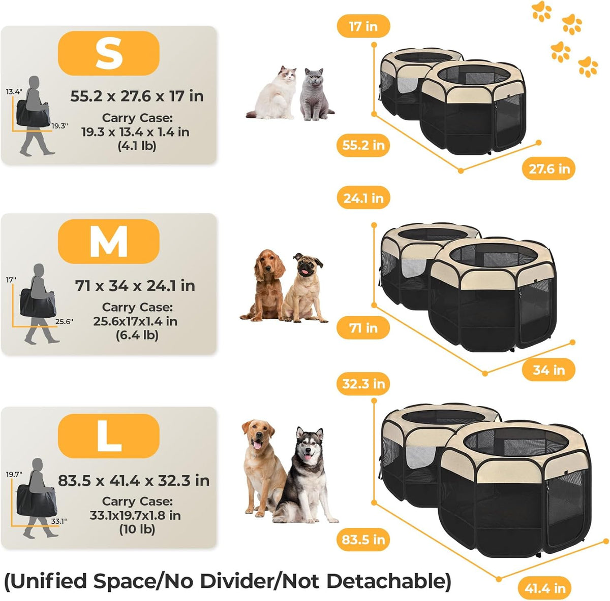EighteenTek 2-in-1 Pop Up Cat Playpen, Assembly-Free Dog Puppy Pet Playpen, Indoor Outdoor Cats