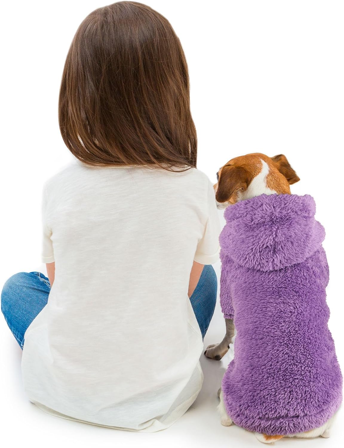 Fuzzy Dog Hoodie Dog Sweaters for Small Dogs Soft Double-Sided Plush Fleece Pet Sweater Pet Clothes