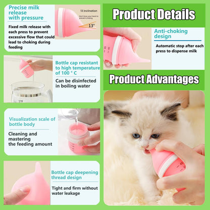 Kitten Bottles for Nursing,Puppy Bottles for Nursing Puppy Milk, Anti-Choking Puppy Feeder Design