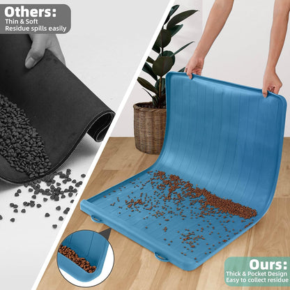 Dog Mat for Food and Water - 39.4" x 27" Large Pet Feeding Mats with Residue Collection Pocket