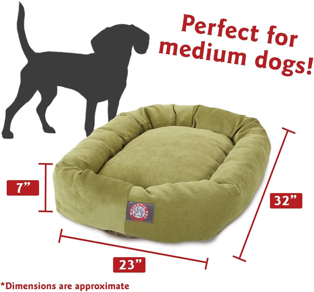 Majestic Pet 32 Inch Micro Velvet Calming Dog Bed Washable 32x23x7 (inch) – Cozy Soft Round Donut