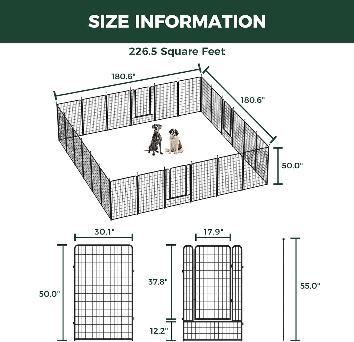 FXW Rollick Unleashed Dog Playpen for Indoor, Yard, RV Camping, 50 inch 24 Panels for Large Dogs
