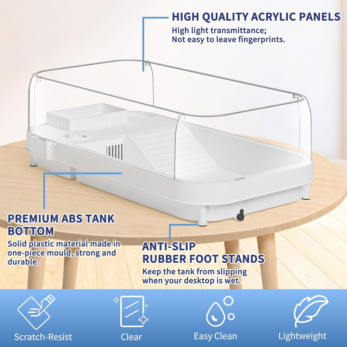 Large Turtle Tank with Water Pump, Acrylic Turtle Tank Starter Kit with Heightened and Curved