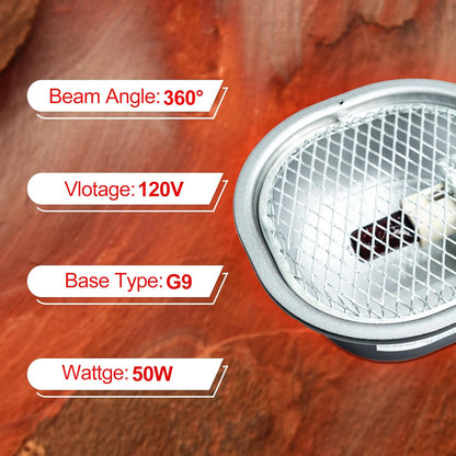 G9 Reptile Infrared Heat Lamp, Terrarium Heating Lamp Fixture with 50W UVA Low Profile Night Red
