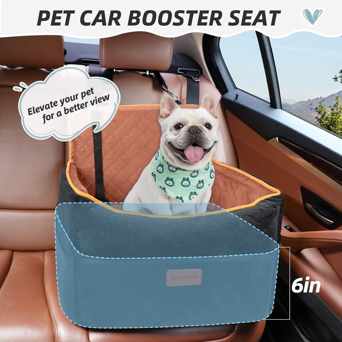 Small Dog Car Seat, Memory Foam Dog Booster Seats with Thick Cushion for Medium Dogs Under 35lbs