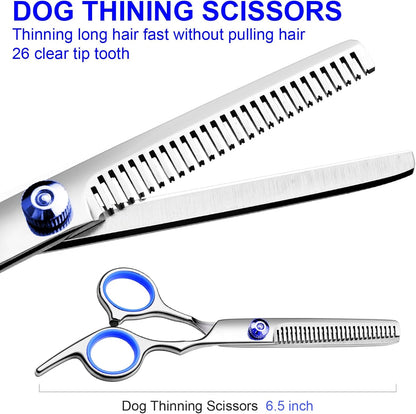 Professional Dog Grooming Scissors Kit, Titanium Coated Dog Scissors for Grooming, Grooming Shears