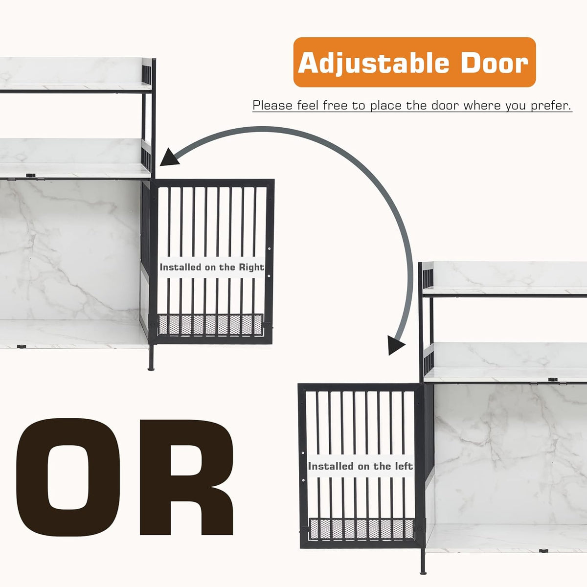 MCombo Furniture Style Dog Crate with Storage Shelves, Heavy Duty Wooden Dog Cage End Table, Triple