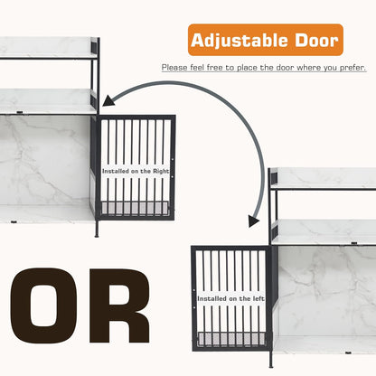 MCombo Furniture Style Dog Crate with Storage Shelves, Heavy Duty Wooden Dog Cage End Table, Triple