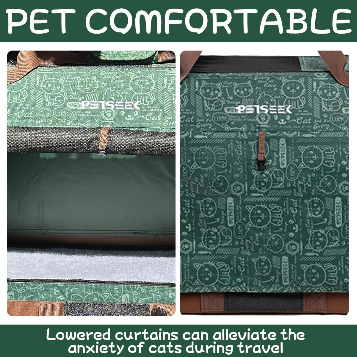 Extra Large Cat Carrier Soft Sided, Portable Small Dog Carrier for 2 Cats, 24"x16.5"x16" Car Travel