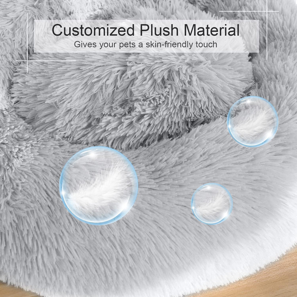 Dog Bed, Cat Calming Bed, Faux Fur Pillow Pet Donut Cuddler Round Plush Bed for Large Medium Small