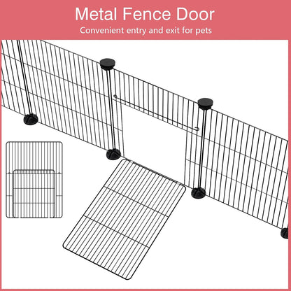 12 Panels Small Animal Playpen,Pet Playpen with Waterproof Mat,C&C Cage for Guinea Pigs,Puppy Play