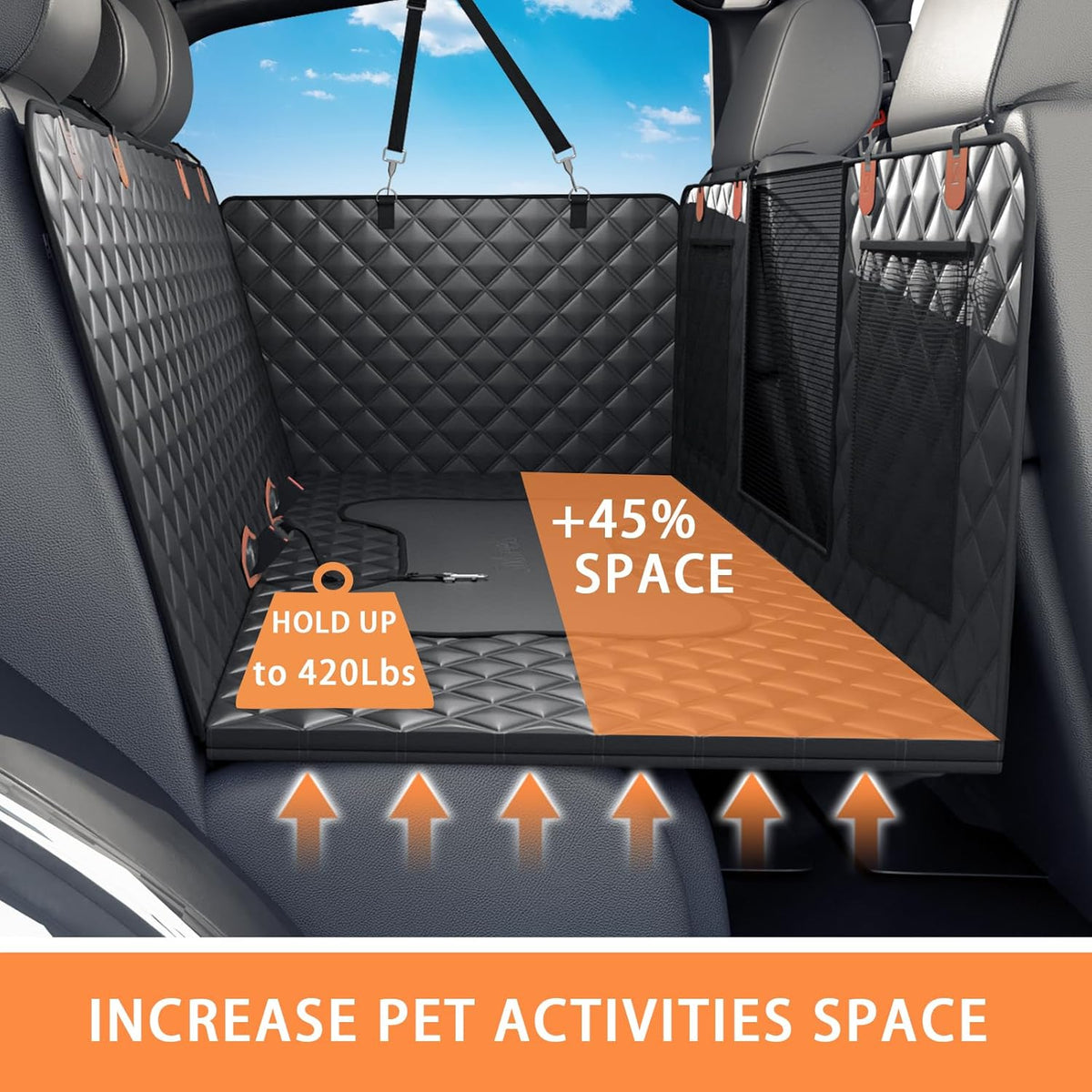 Dog Back Seat Cover Hard Bottom Truck Back Seats Protector, Large Backseat Extender for Dogs, Car