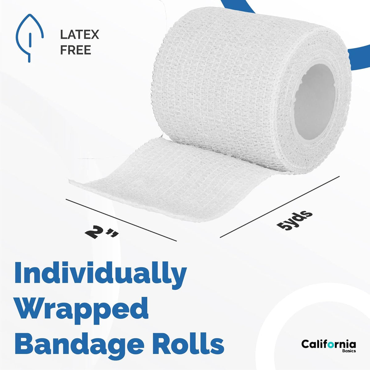 California Basics Self Adhesive Bandage Wrap - Self Adhering Non Woven Cohesive Bandage Rolls