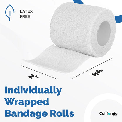 California Basics Self Adhesive Bandage Wrap - Self Adhering Non Woven Cohesive Bandage Rolls