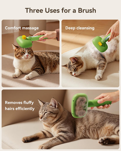 ROJECO 3-in-1 Pet Steam Brush for Cats&Dogs - Detangling Comb with Adjustable Mist, Handheld