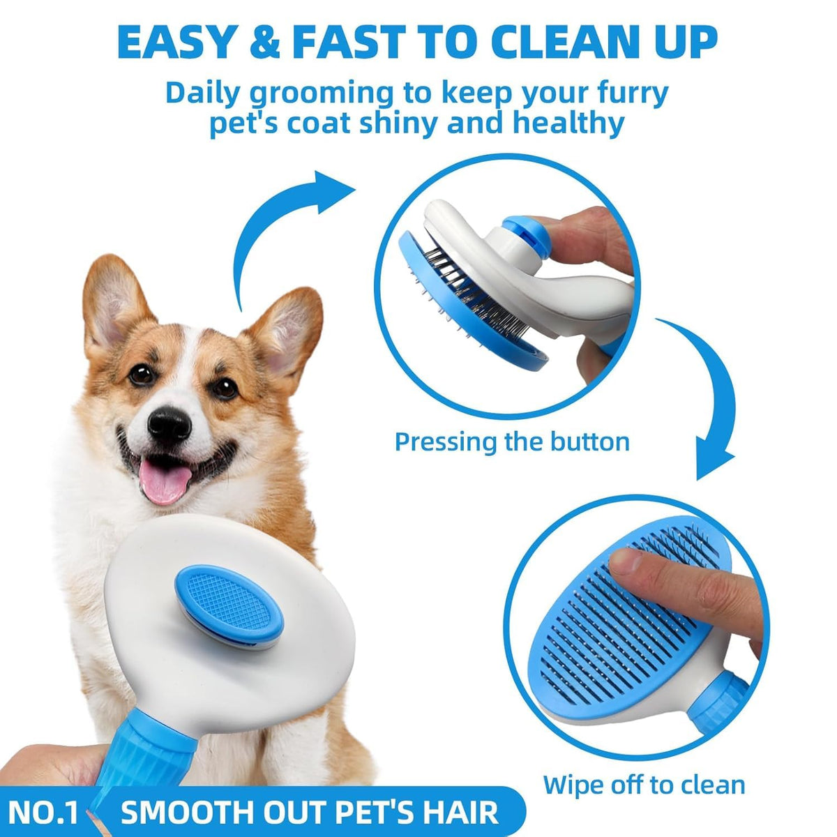 Bath Grooming Kit with Hair Brush, Towel & Scrubber Gloves - 6-in-1 Slicker Brush for Shedding Dogs