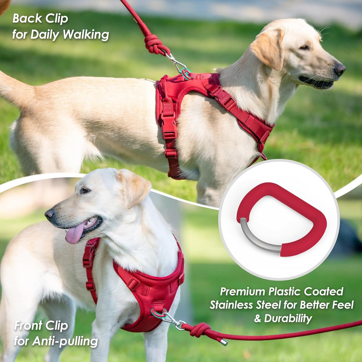 No Pull Dog Harness, Puppy Vest with Front Clip for Small Medium Large Sized Dog(Burgundy Red,M)