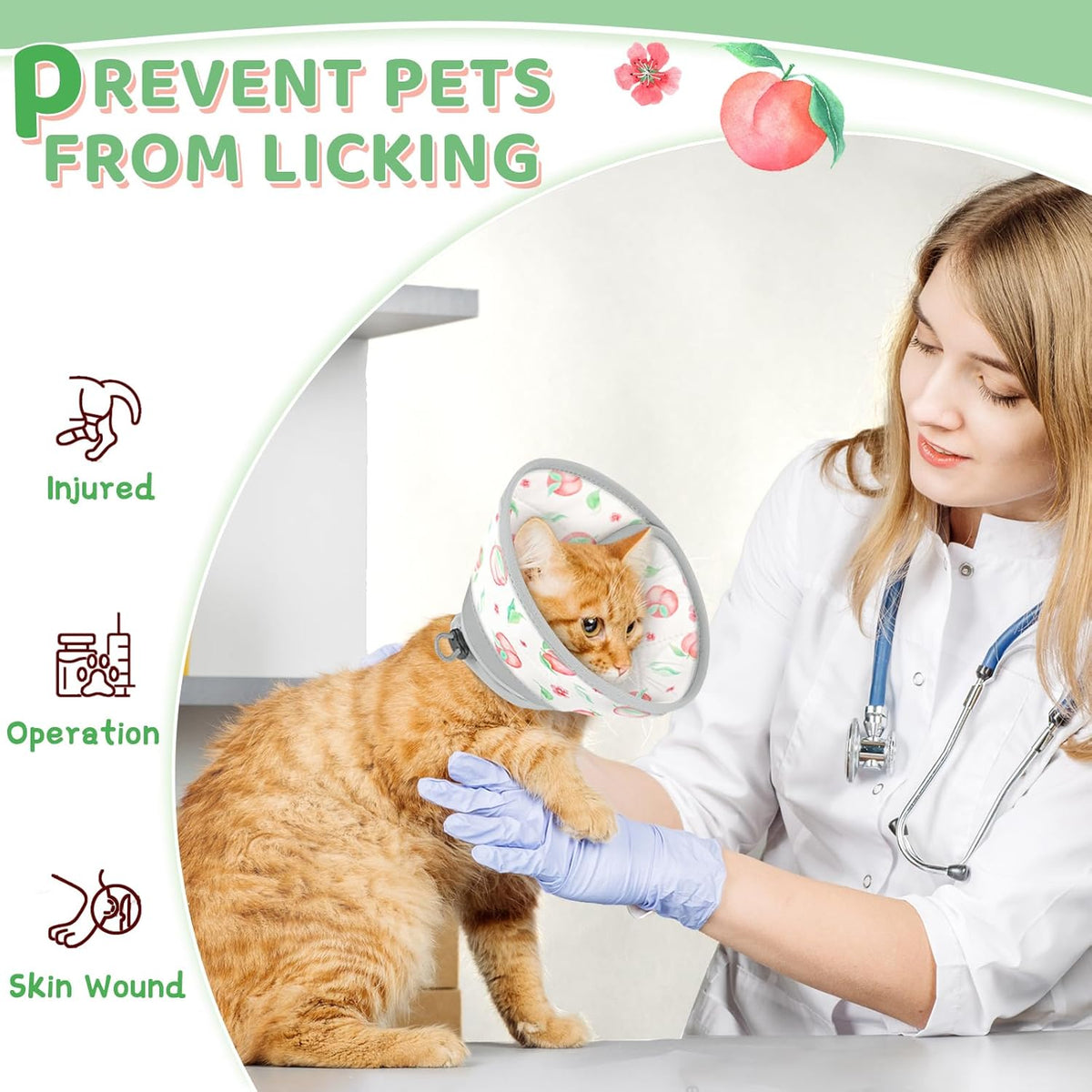 Cat Cone Collar Soft to Stop Licking, Adjustable, Foldable Lightweight Kitten Cones After Surgery