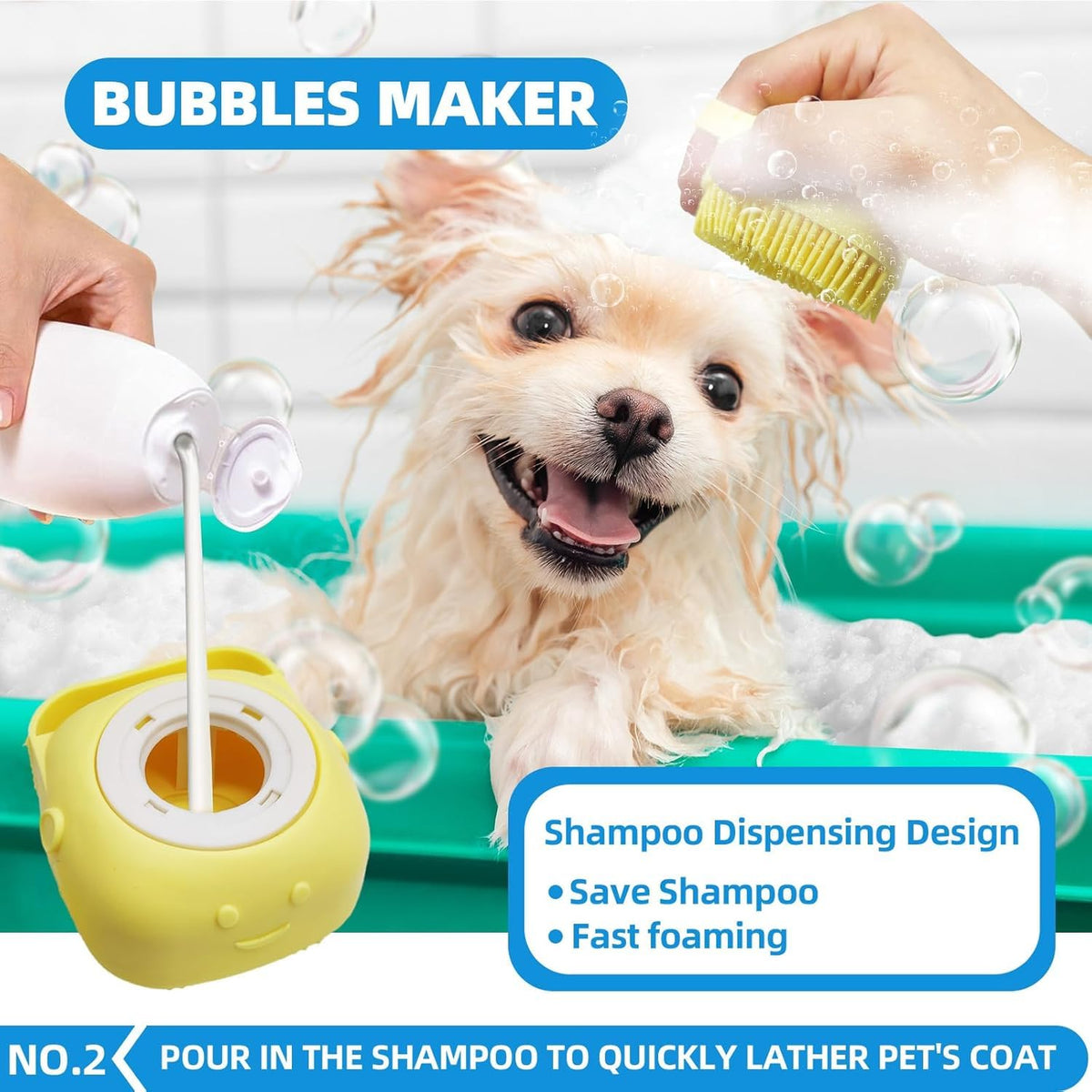 Bath Grooming Kit with Hair Brush, Towel & Scrubber Gloves - 6-in-1 Slicker Brush for Shedding Dogs